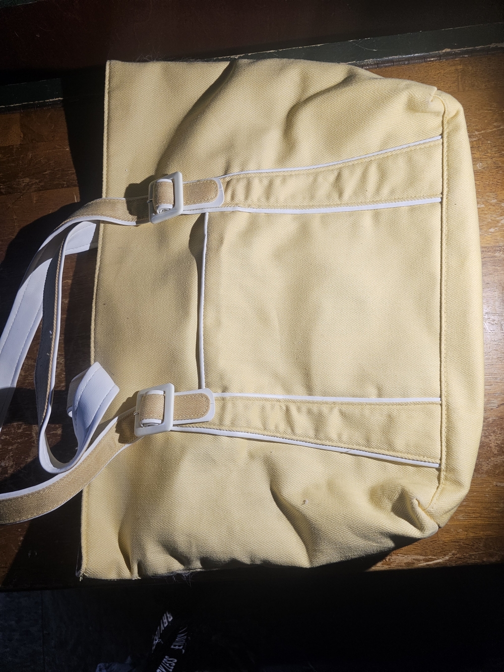 Victoria's Secret Pale Yellow Tote with White Trim
